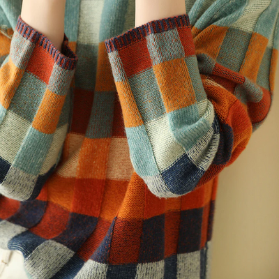 Élise – Cozy Checked Knit Sweater