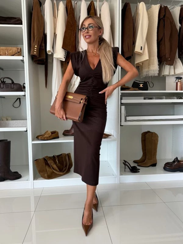 Hallie | Elegant Black Midi Dress