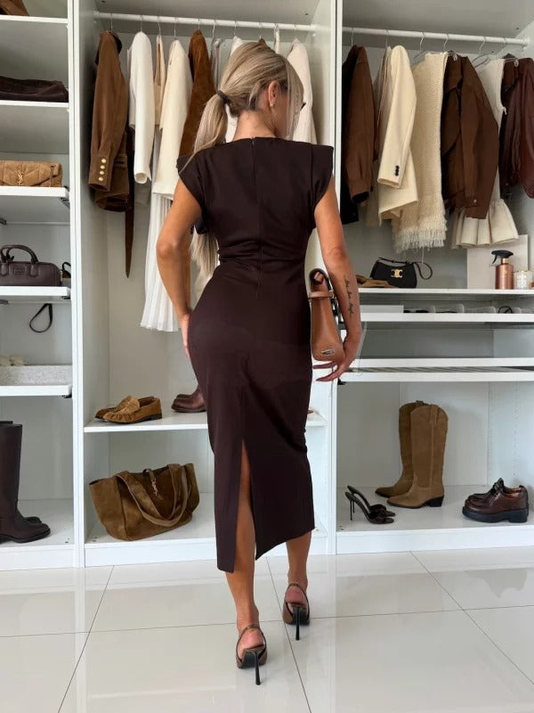 Hallie | Elegant Black Midi Dress