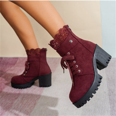 Maisie | Black Lace-Up Ankle Boots