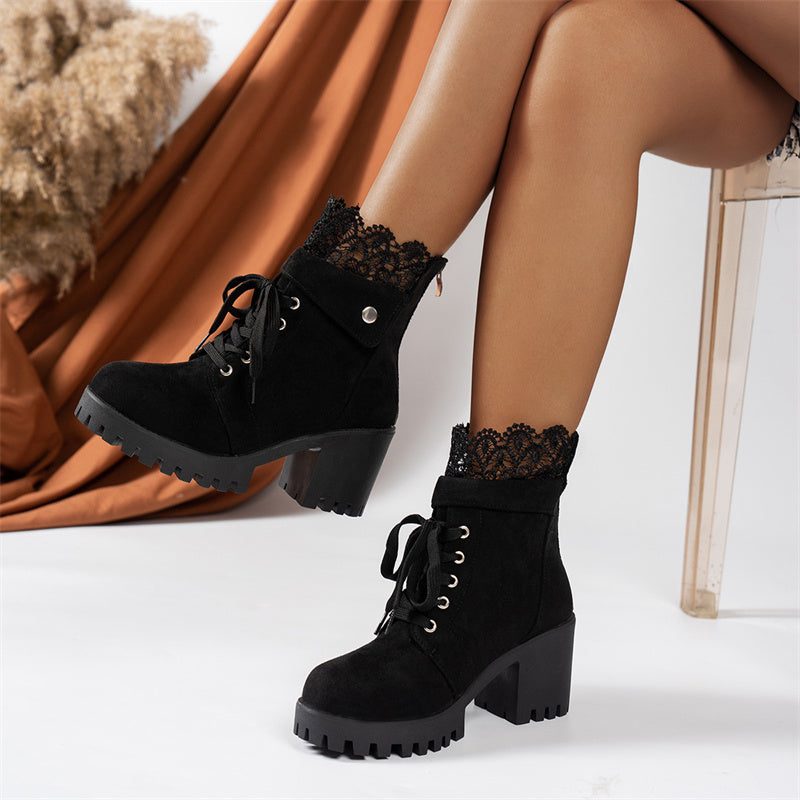 Maisie | Black Lace-Up Ankle Boots