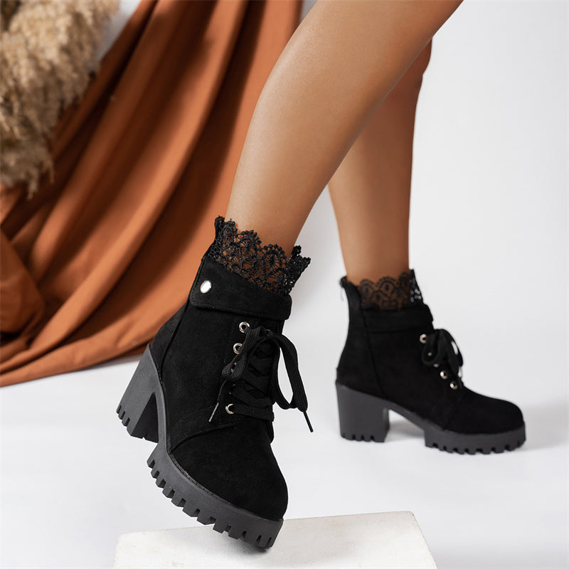 Maisie | Black Lace-Up Ankle Boots