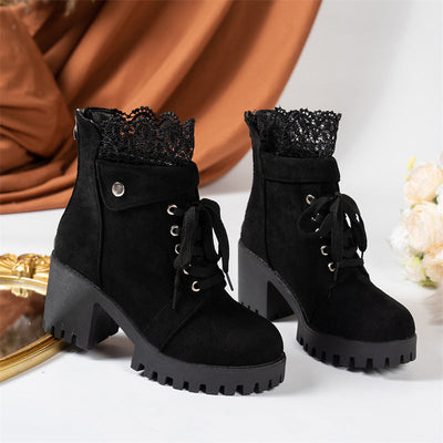 Maisie | Black Lace-Up Ankle Boots