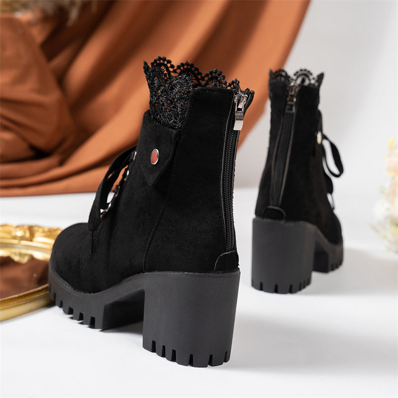 Maisie | Black Lace-Up Ankle Boots