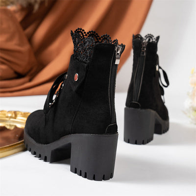 Maisie | Black Lace-Up Ankle Boots