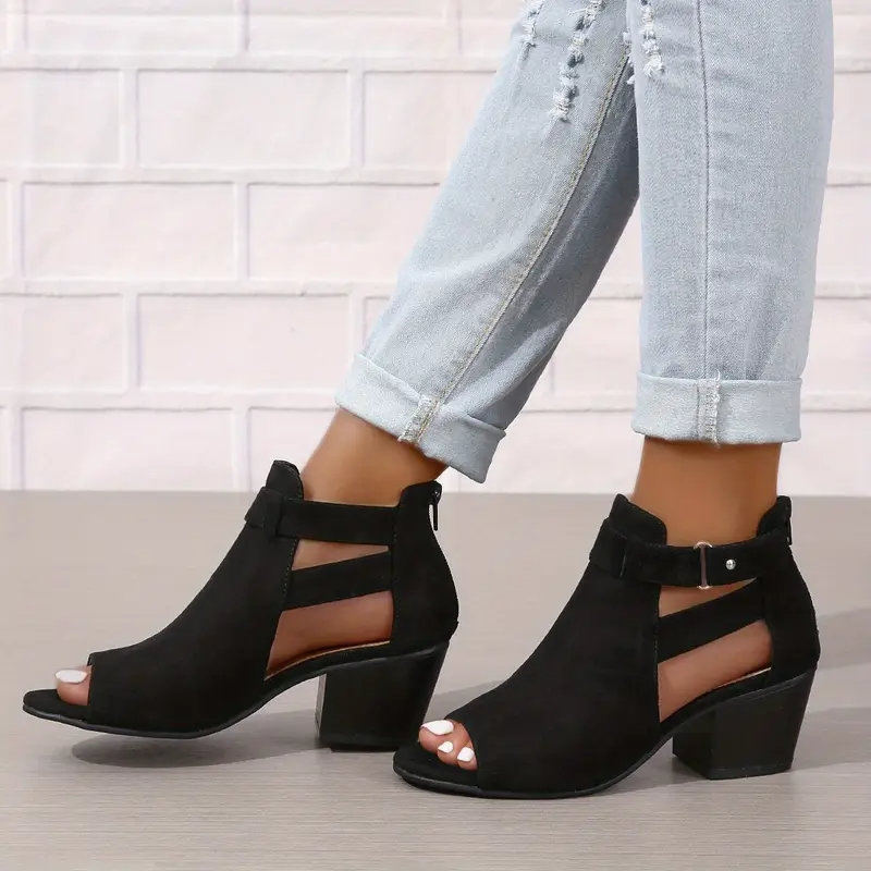 Amaya | Black Ankle Boots with Cut-Out Design