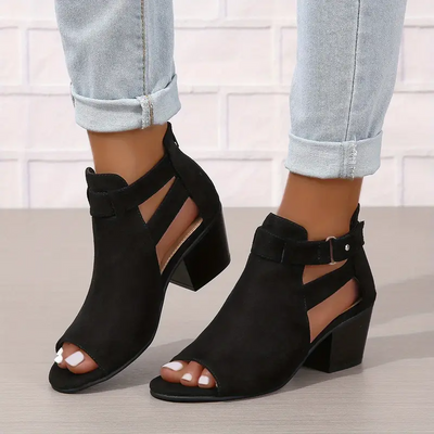 Amaya | Black Ankle Boots with Cut-Out Design