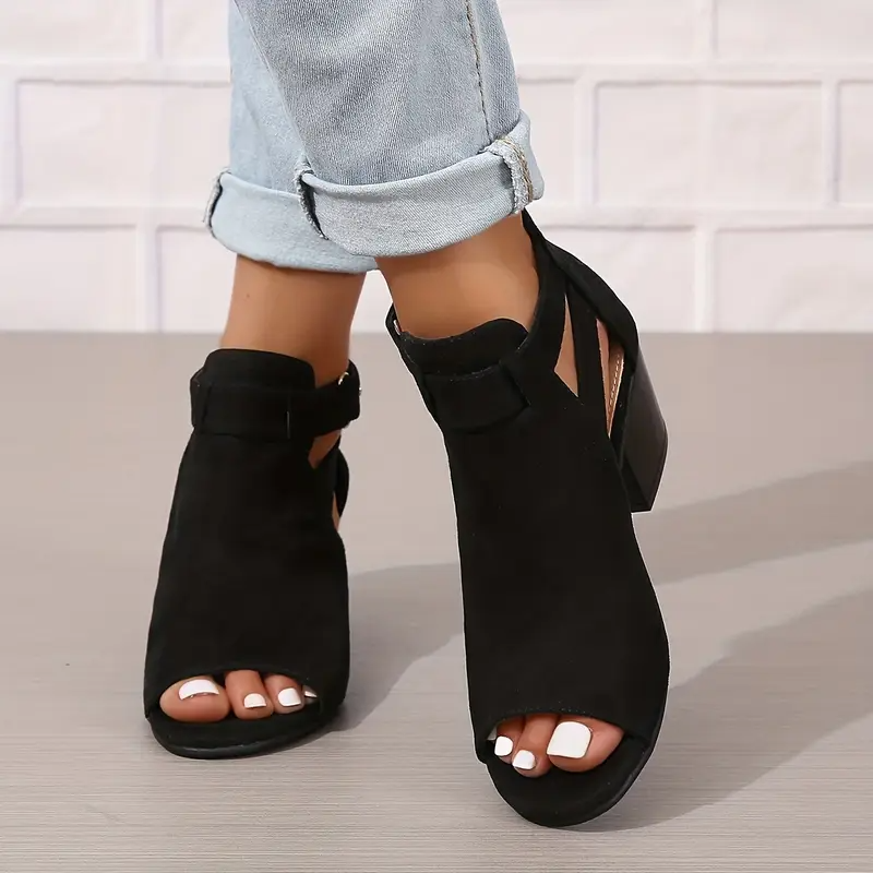 Amaya | Black Ankle Boots with Cut-Out Design