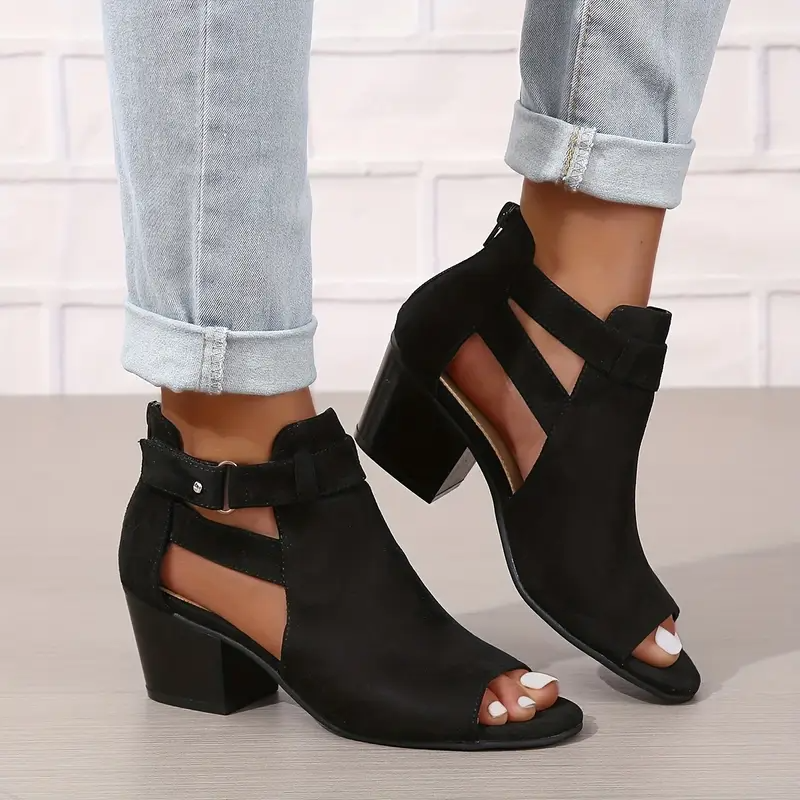 Amaya | Black Ankle Boots with Cut-Out Design
